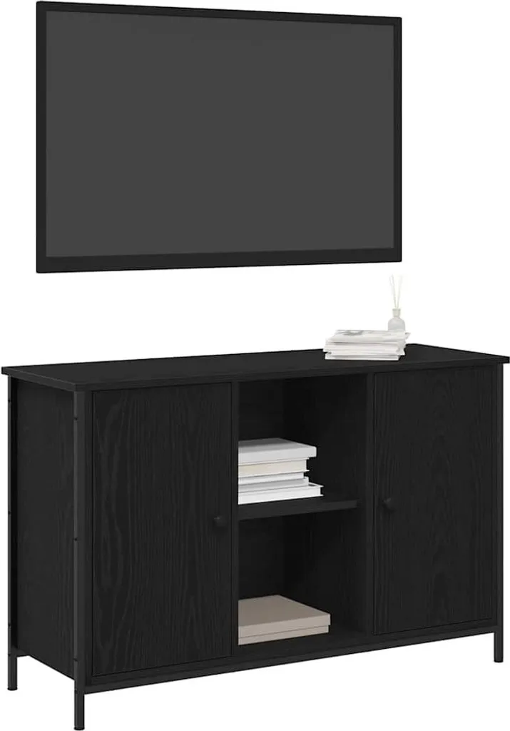 Mobile Supporto TV Nero Rovere 101x35x65 cm | Robusto e Spazioso - 2