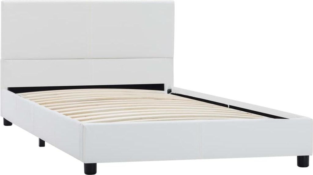 vidaXL Bettgestell Weiß Kunstleder 90x200 cm
