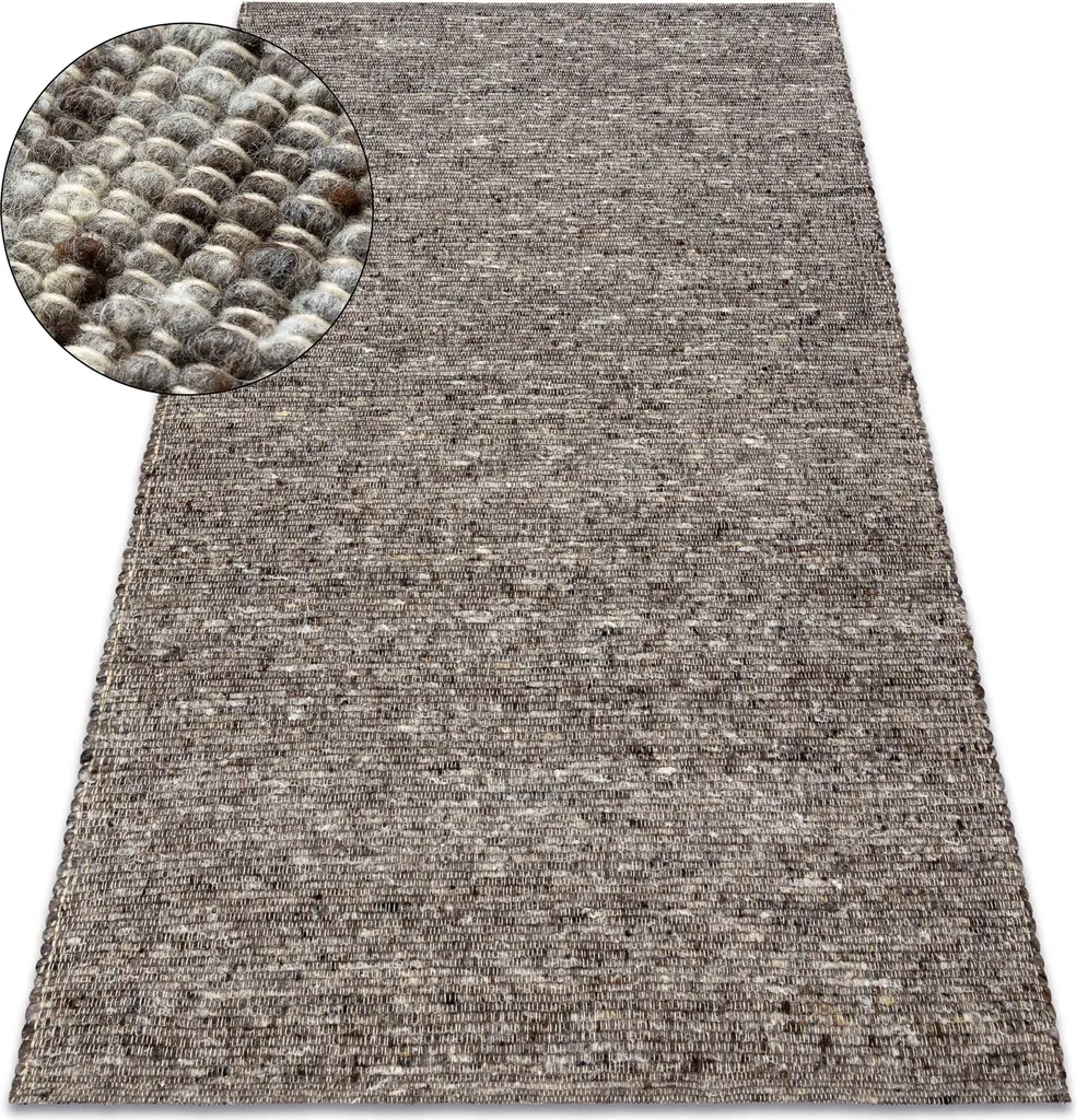 Tapis beige NEPAL 2100 stone gris en laine double face 80x150 cm