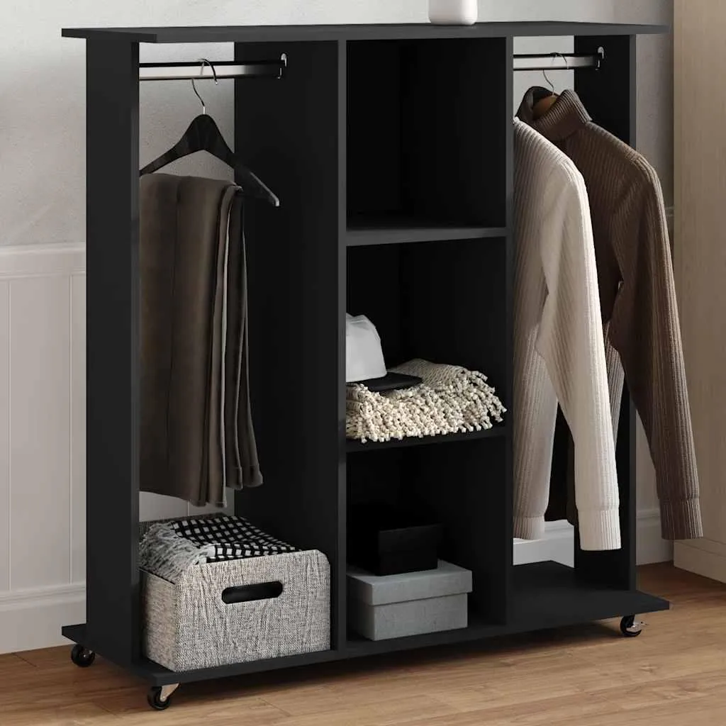 Portant à vêtements noir robuste 102 cm avec roulettes multidirectionnelles