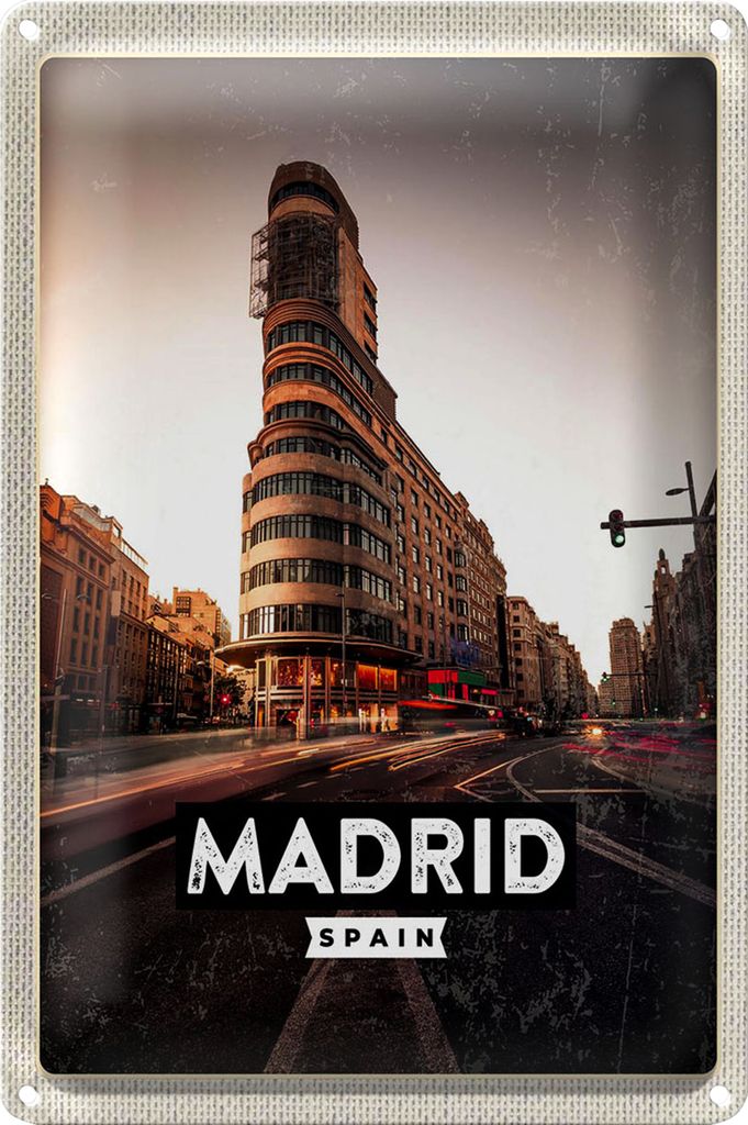 Blechschild Reise 18x12cm Madrid Die Calle Gran Vía Shopping