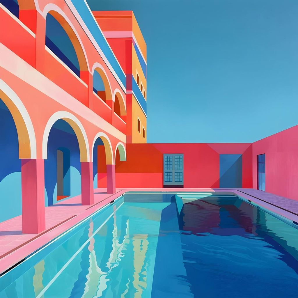 Tableau sur toile architecture colorée 90x90 cm, Tableau Image du produit 
