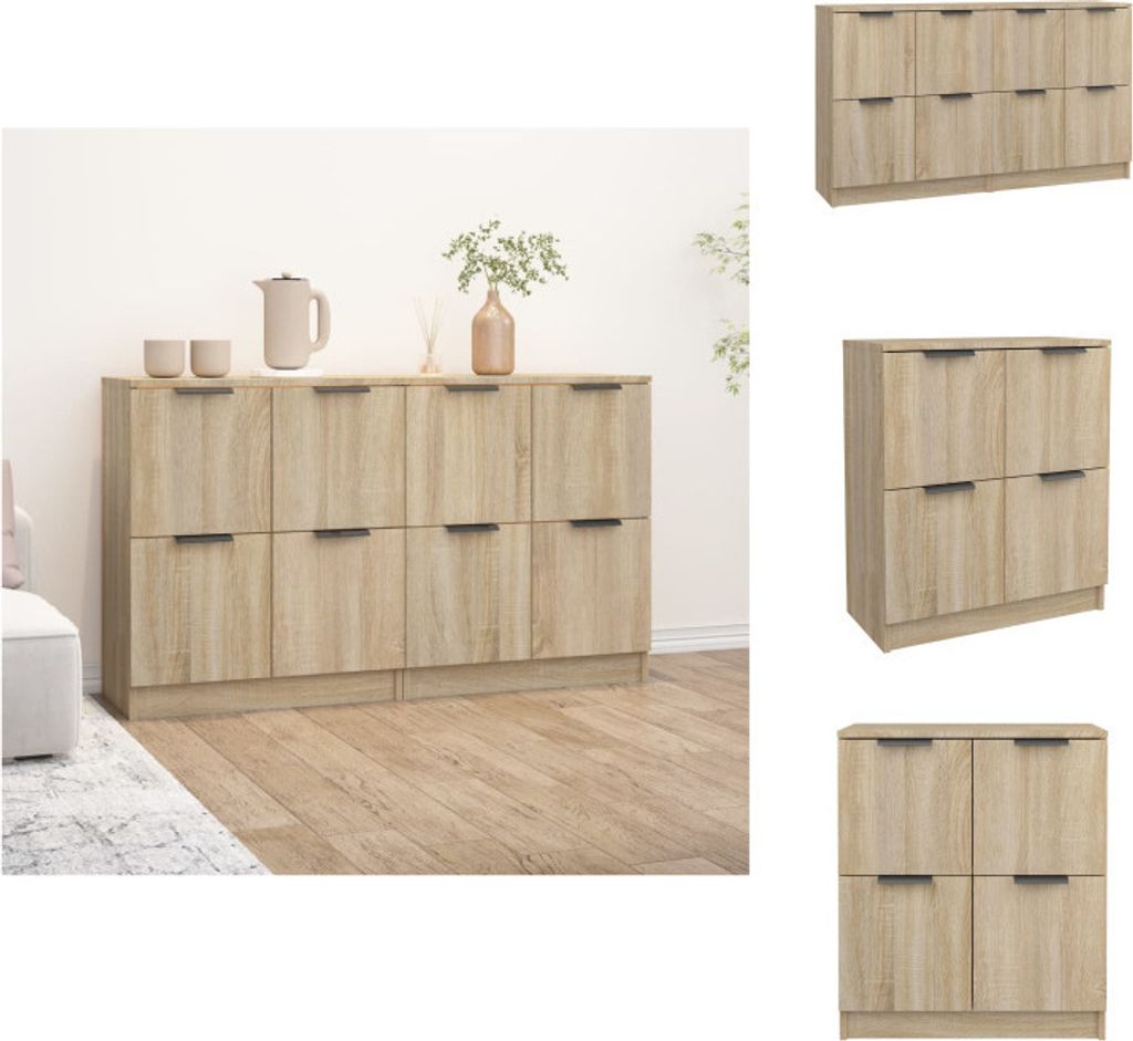 vidaXL Sideboards 2 Stk. Sonoma Eiche 60x30x70 cm Holzwerkstoff - Sideboards