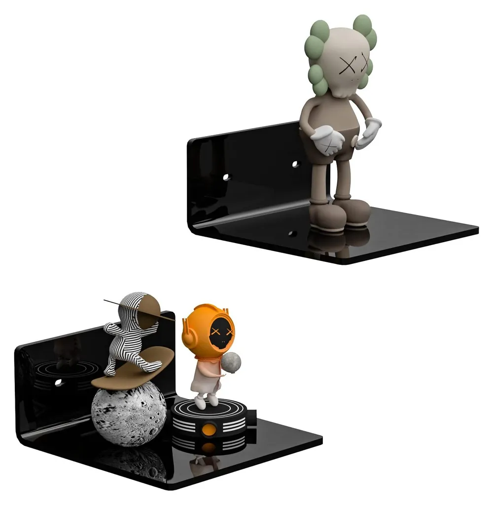 Support mural compact noir de 15cm pour décoration et petit appareil