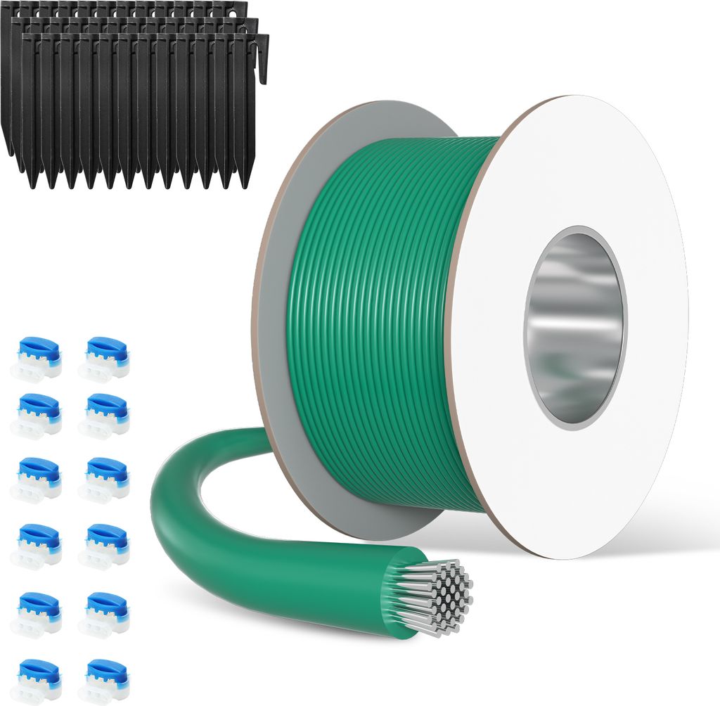 Aopunly 500m Begrenzungskabel Set Kabelverbinder LongLife Haken Erdnägel Mähroboter