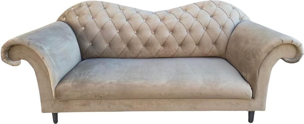 Ares Meble Sofa VERA - Sofa 3 Sitzer, Chesterfield Sofa, Eleganz Couch 3-Sitzer, Samt Sofa Glamour, 200x90 cm - Beine Schwarz - Grau