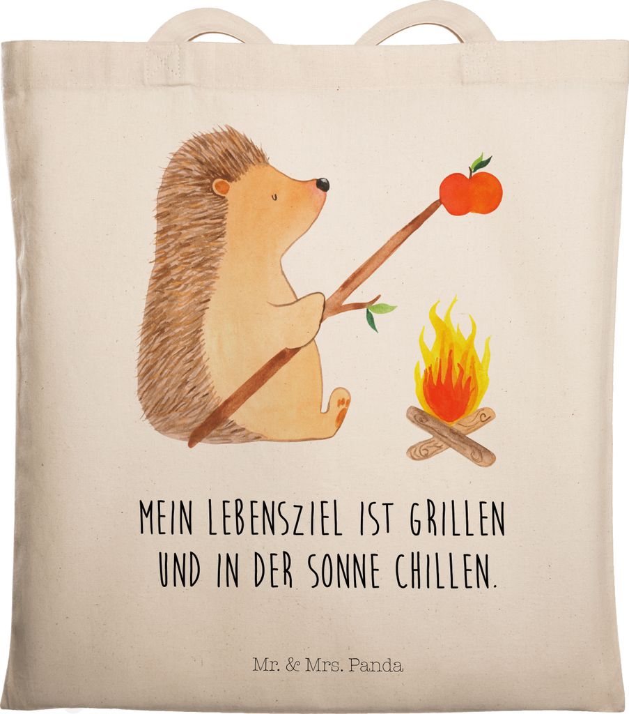 Mr. & Mrs. Panda Tote Bag Igel Grillen - Transparent - Geschenk, Lustige Sprüche, einkaufsshopper, Tasche, Schultasche, Einkaufstasche, Shopping, ...