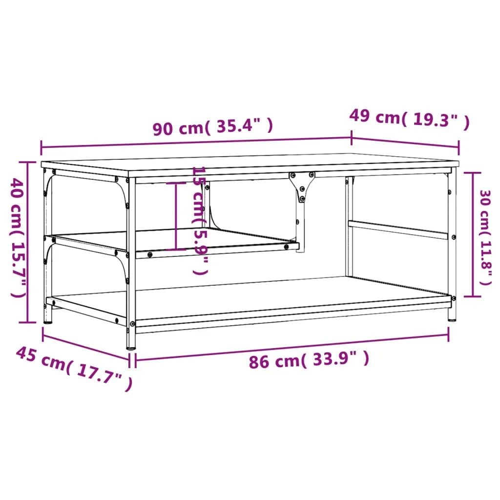 Tavolino Salotto Multistrato Rovere Marrone 90x49x40cm SYFAX Pro - 8