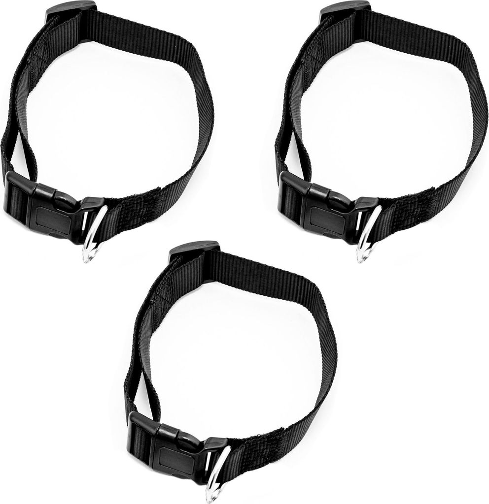 3 Stück Hundehalsband Set Nylon Schwarz für kleine Hunde von Halsumfang 28 bis 47cm verstellbar Halsband auch für Katzen Tierhalsband Hundezubehör