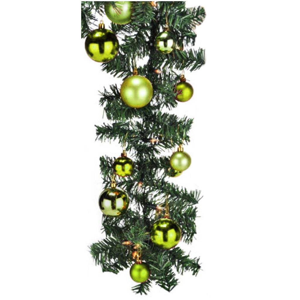 XL LED Tannengirlande 540cm mit 70 LED inkl. 30 Stück Baumkugeln Lime
