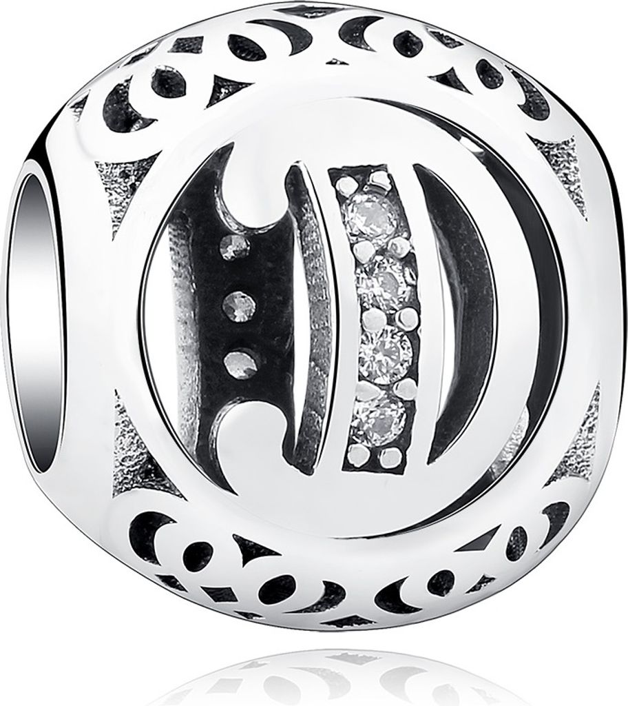 PANDACHARMS Kugel Buchstabe D Charm , 925er Sterling Produktbild 