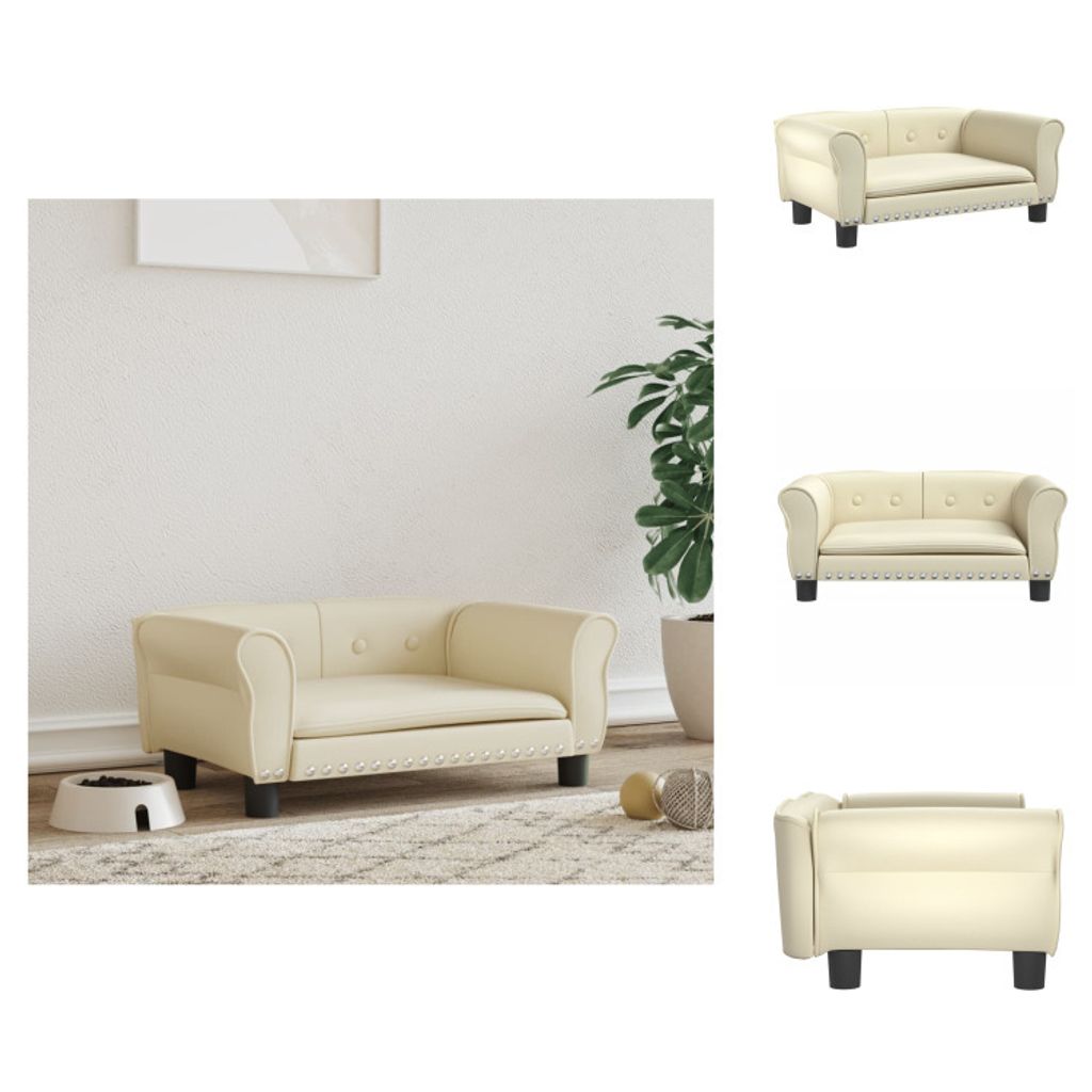 vidaXL Hundebett Creme 70x45x30 cm Kunstleder - Hundebetten