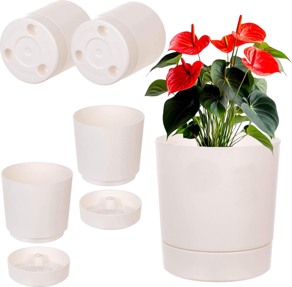 KADAX Blumentopf mit Untersetzer AURA 145, recycelt, cremefarben, 2er-Pack
