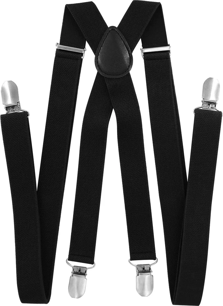 axy® Bretelle nere da uomo larghe 2,5 cm con 4 robuste clip a forma di X lunghezza regolabile-matrimonio-business outfit