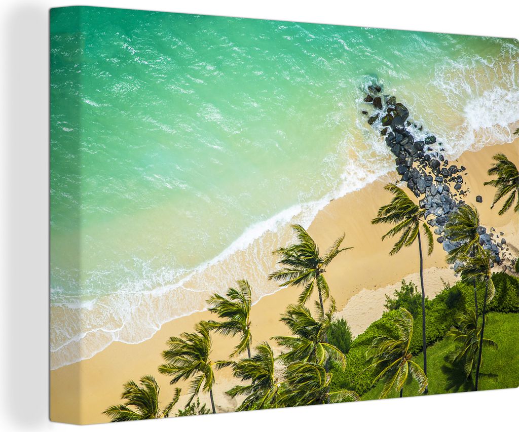 OneMillionCanvasses - Leinwandbilder - 140x90 cm, Strand auf Maui aus der Vogelperspektive, Wandbilder Kunstdruck Wanddekoration