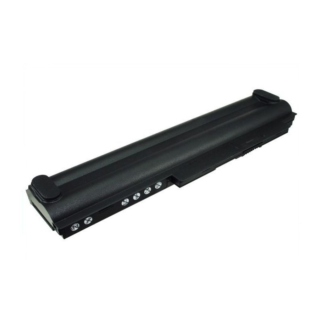 A black laptop battery is shown against a white background.