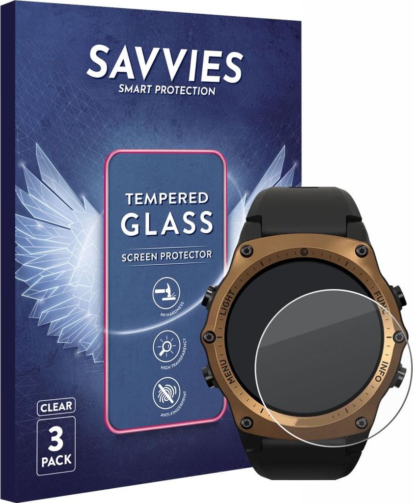 3x Savvies Schutzglas für Shearwater Teric dive computer Displayschutz 9H Glas klar transparent