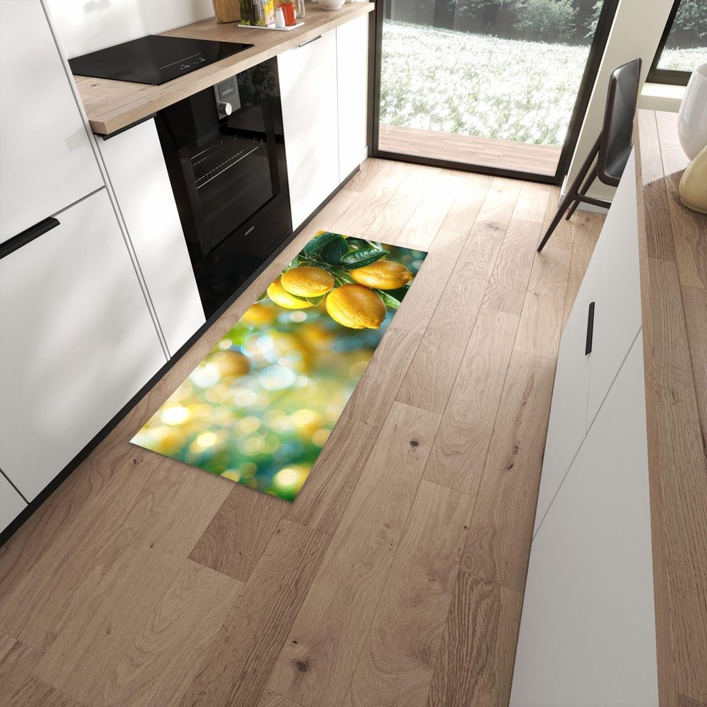 Küchenteppich 60x150cm rutschfest & abwischbar PVC Läufer - Zitronenbaumstrauch