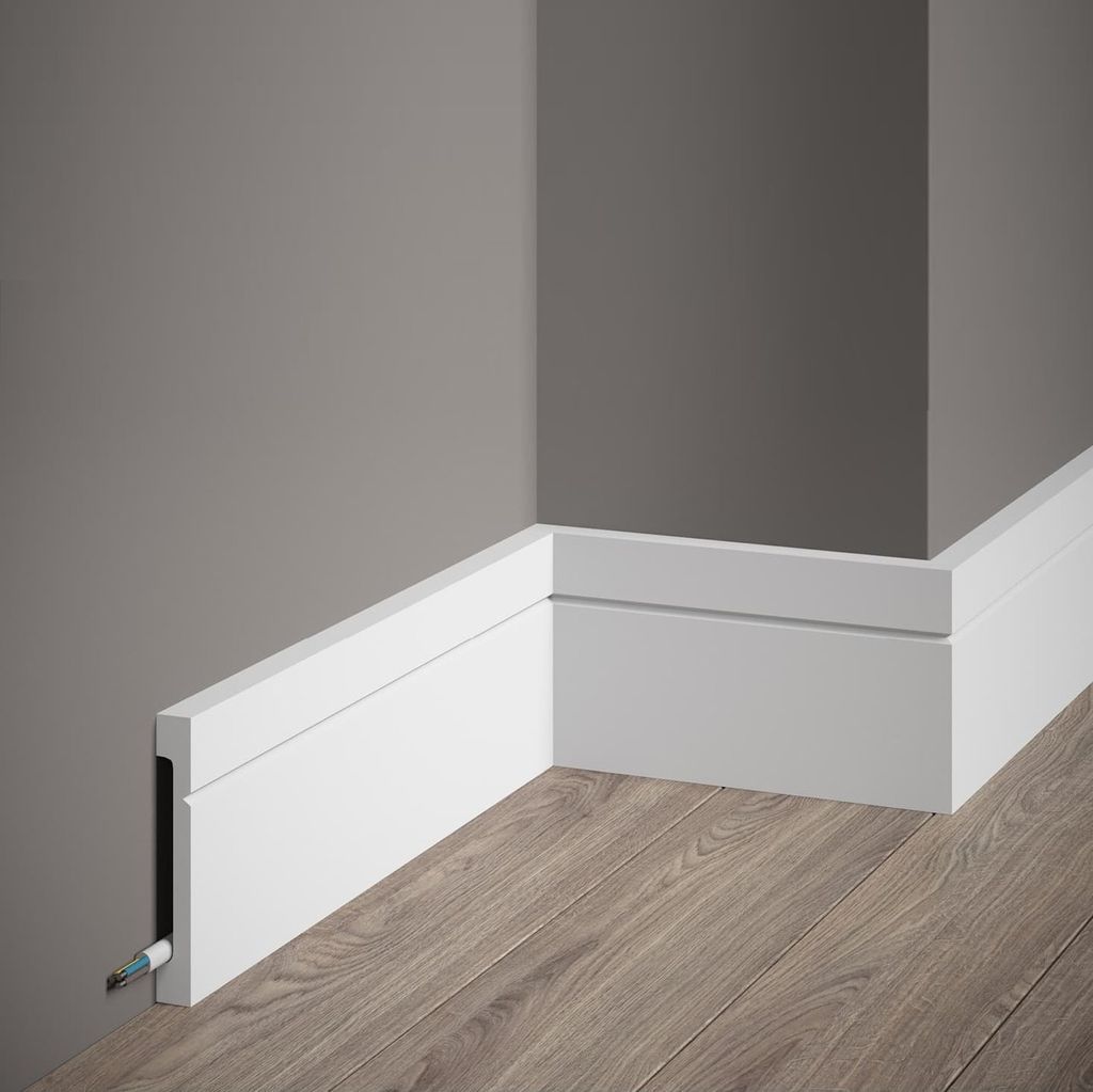 PROVISTON | Sockelleiste | 15 x 110 x 2000 mm | Weiß | Fußleiste | Mit Kabelkanal | Modern | Hochwertig | Robust | Langlebig | 1 Stück