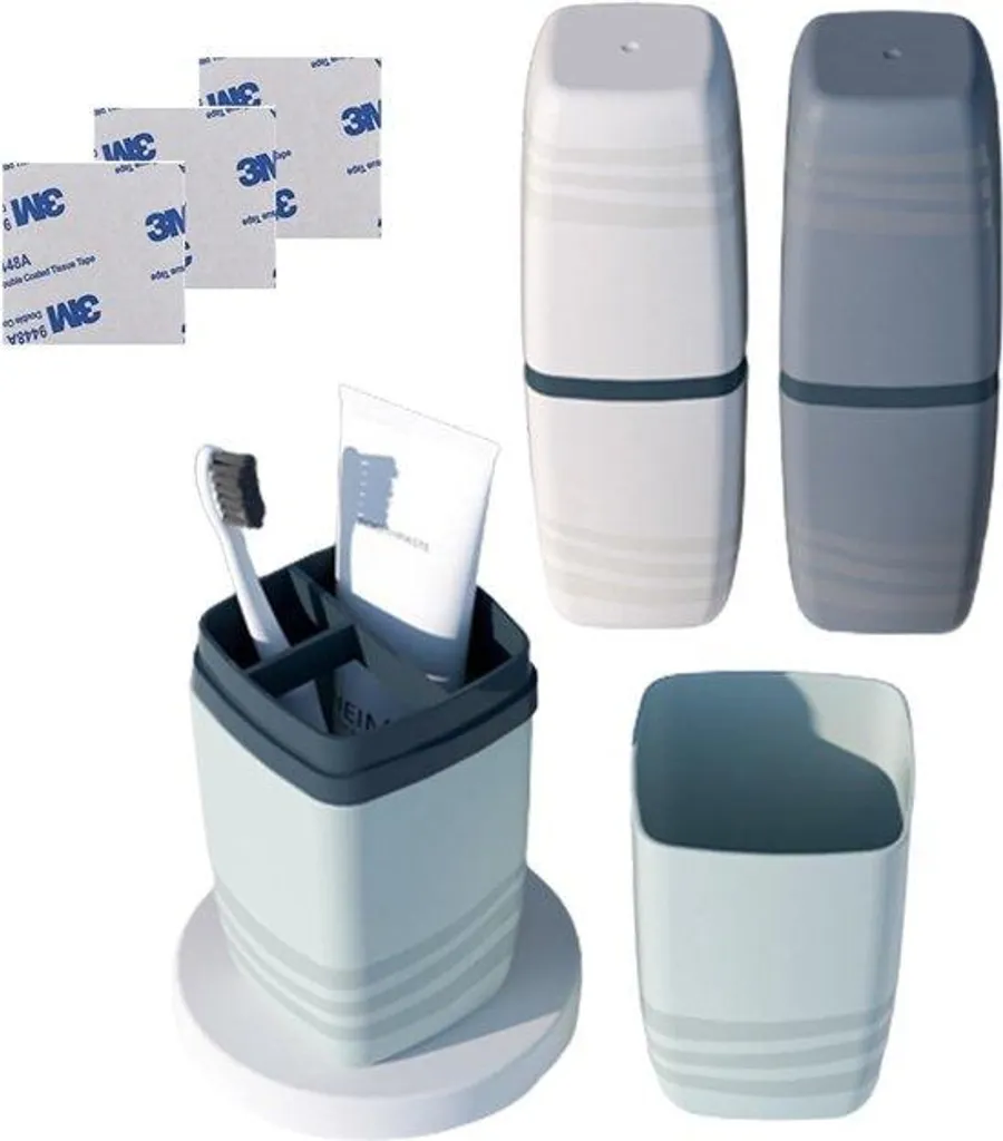 Support brosse à dents mural adhésif blanc pour la maison et l'école - 3x