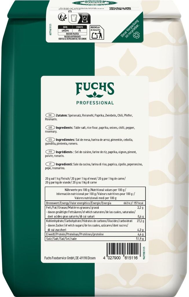 Fuchs Professional Poultry Seasoning Salt Qualità e sapore Immagine del prodotto 