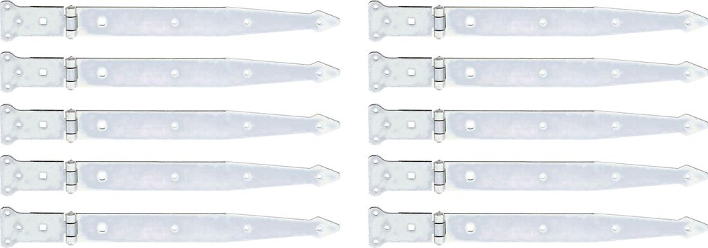 Alberts 845575 Werfgehänge, mit vernietetem Stift, galvanisch verzinkt, dickschichtpassiviert, Band 400 x 45 mm, Scharnier 101 x 63 mm, 10er Set