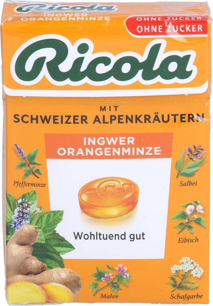 Ricola Ingwer Orangenminze Bonbons ohne Zucker, 50 g Produktbild 