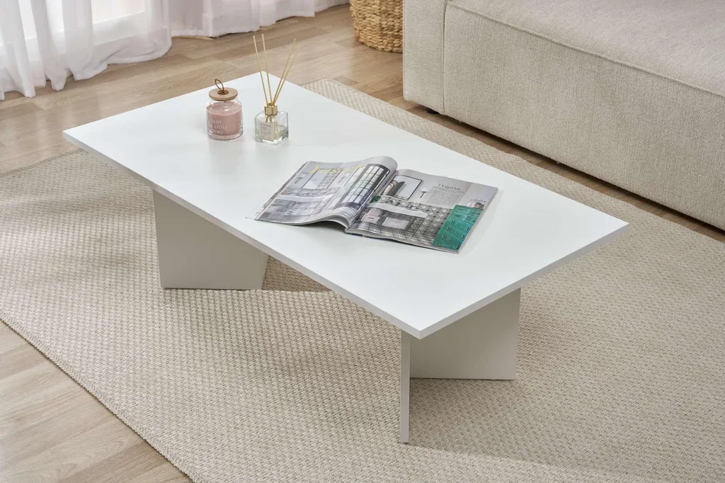 Table Basse Blanche Anti-Rayures Sabin - Mobilier Salon Facile Entretien - 3