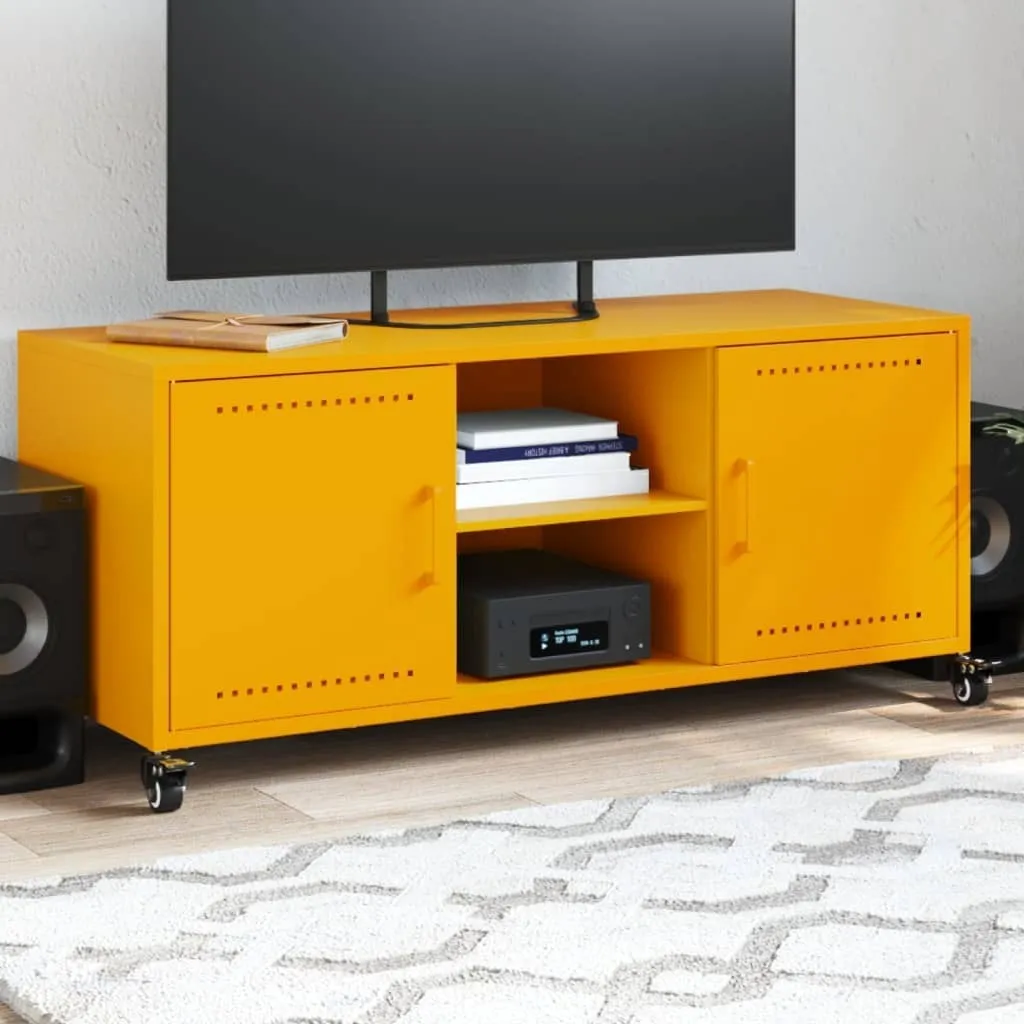 Mobile TV Maison Exclusive Giallo Senape Acciaio 100,5cm - Stile Industrial