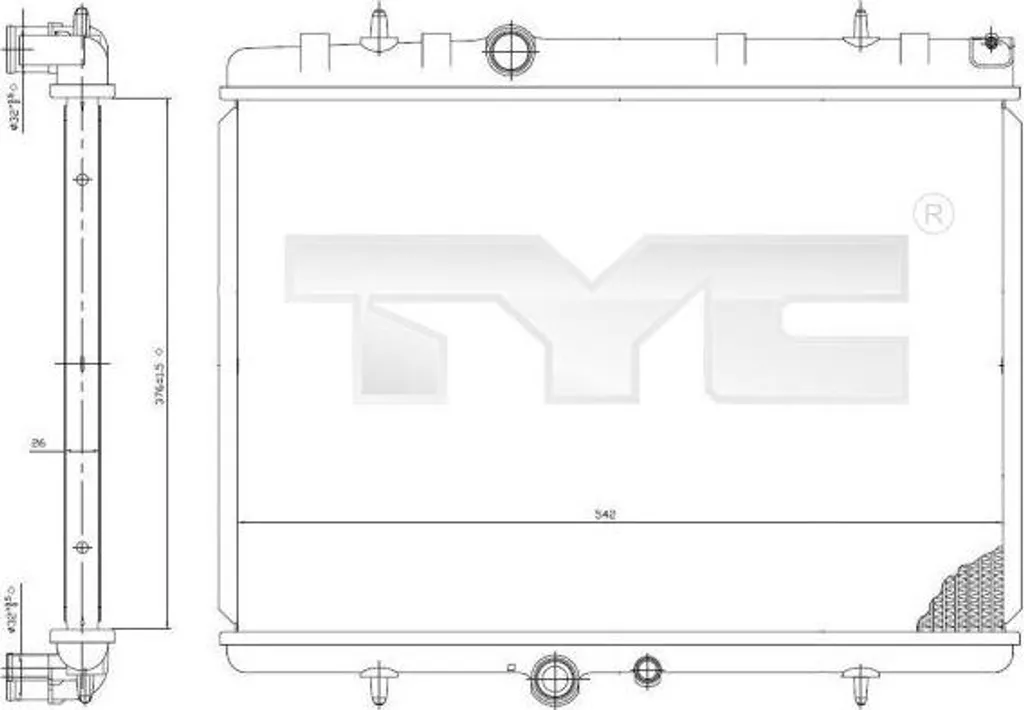 Radiateur TYC 705-0065 en Aluminium Renforcé pour Xsara OE 1330A3