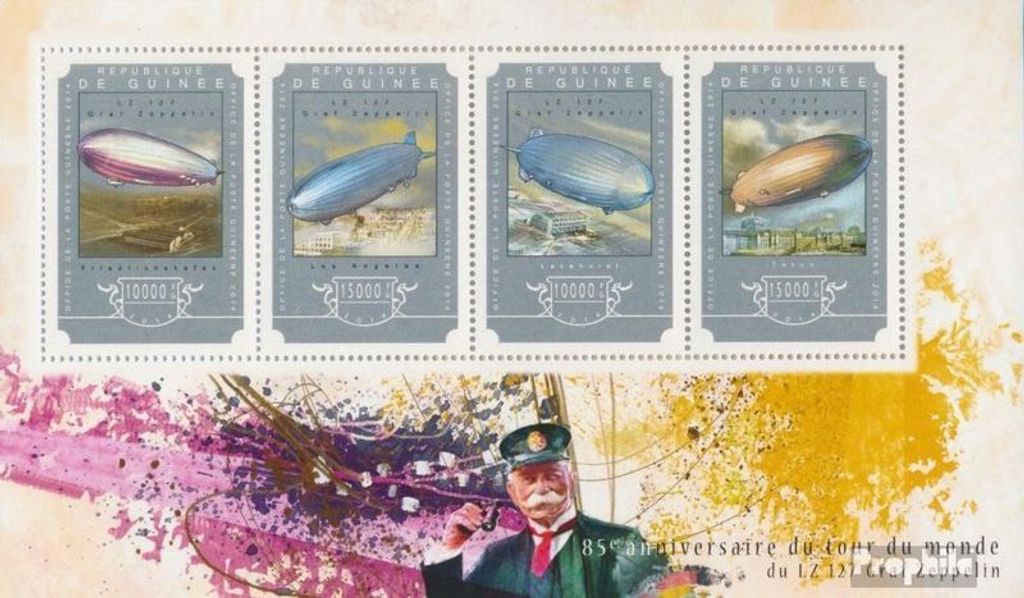 Briefmarken Guinea 2014 Mi 10817-10820 Kleinbogen (kompl. Ausgabe) postfrisch Graf Zeppelin