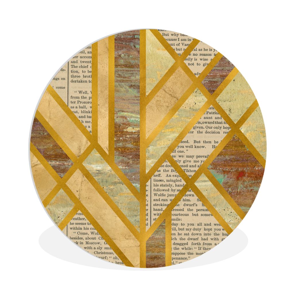 MuchoWow Rundes Wandbild - Runde Bilder Vintage - Marmor - Gold Ø 90 cm Kreis Wanddekoration Kunststoff - Wandkreis - Wandschmuck - Wand-Kreis -...