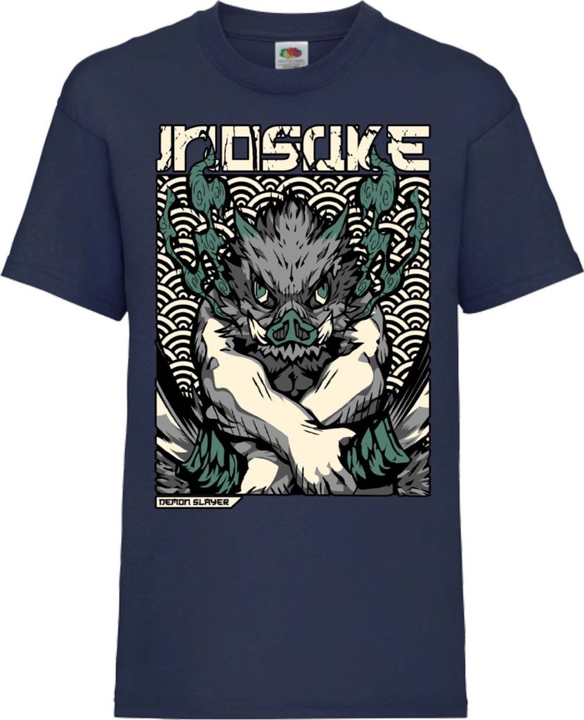 Kinder T-Shirt Demon Anime Slayer Hashibira Inosuke Two Sowrds Slayer, 9-11 Jahr - 140 / Dunkelblau