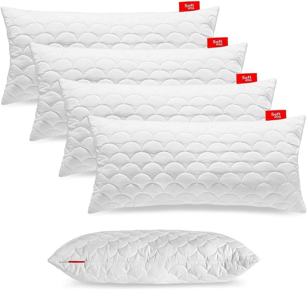SOFTIMI | Antiallergisches Kissen - Kopfkissen - 4er Set - 40x70 cm | Hochwertiger Komfort für besseren Schlaf