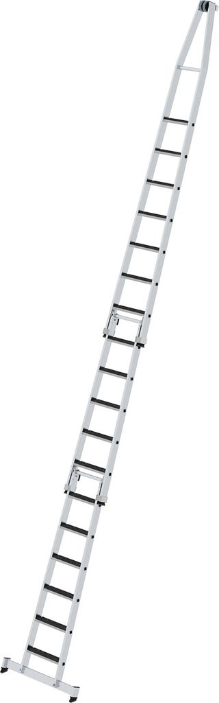 MUNK Stufen- Glasreinigerleiter 3-teilig mit clip-step R13 und nivello Traverse 6+5+7 Stufen