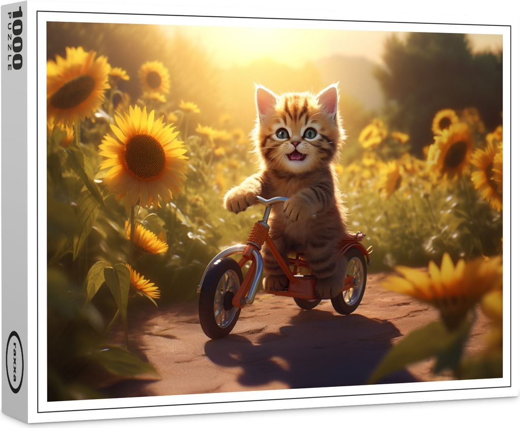 raxxa Premium-Puzzle "Katzenbaby im Sonnenblumenfeld", 1000 Teile