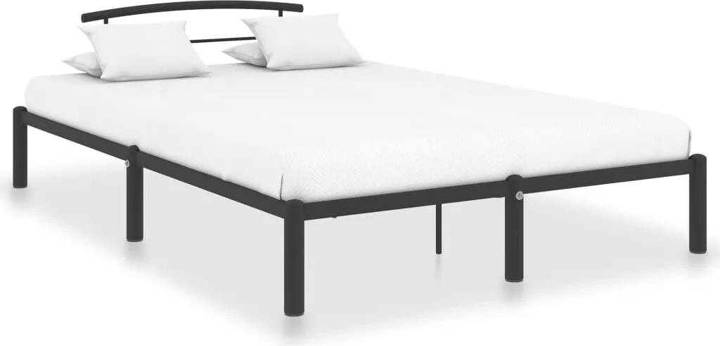Lit double 160x200 en métal noir - Design industriel Loft et moderne