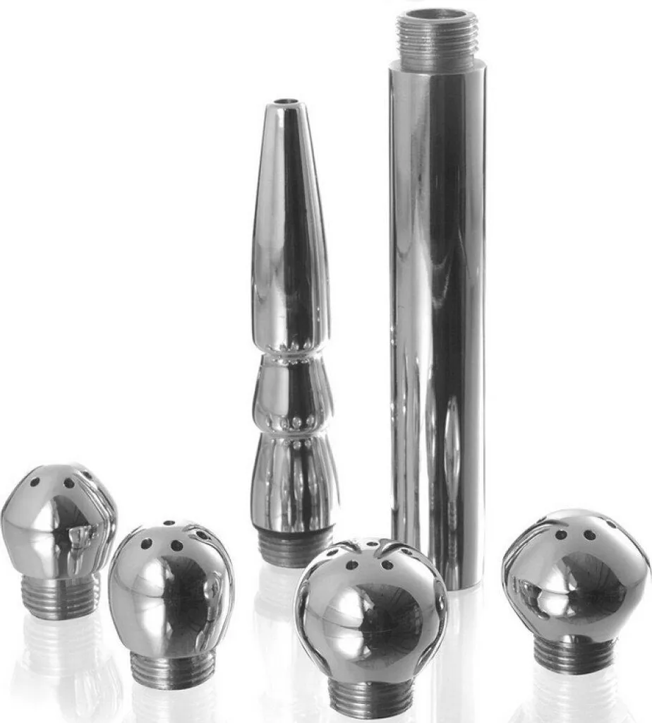Kit de nettoyage vaginal et anal Metal Hard en inox avec 5 embouts variés