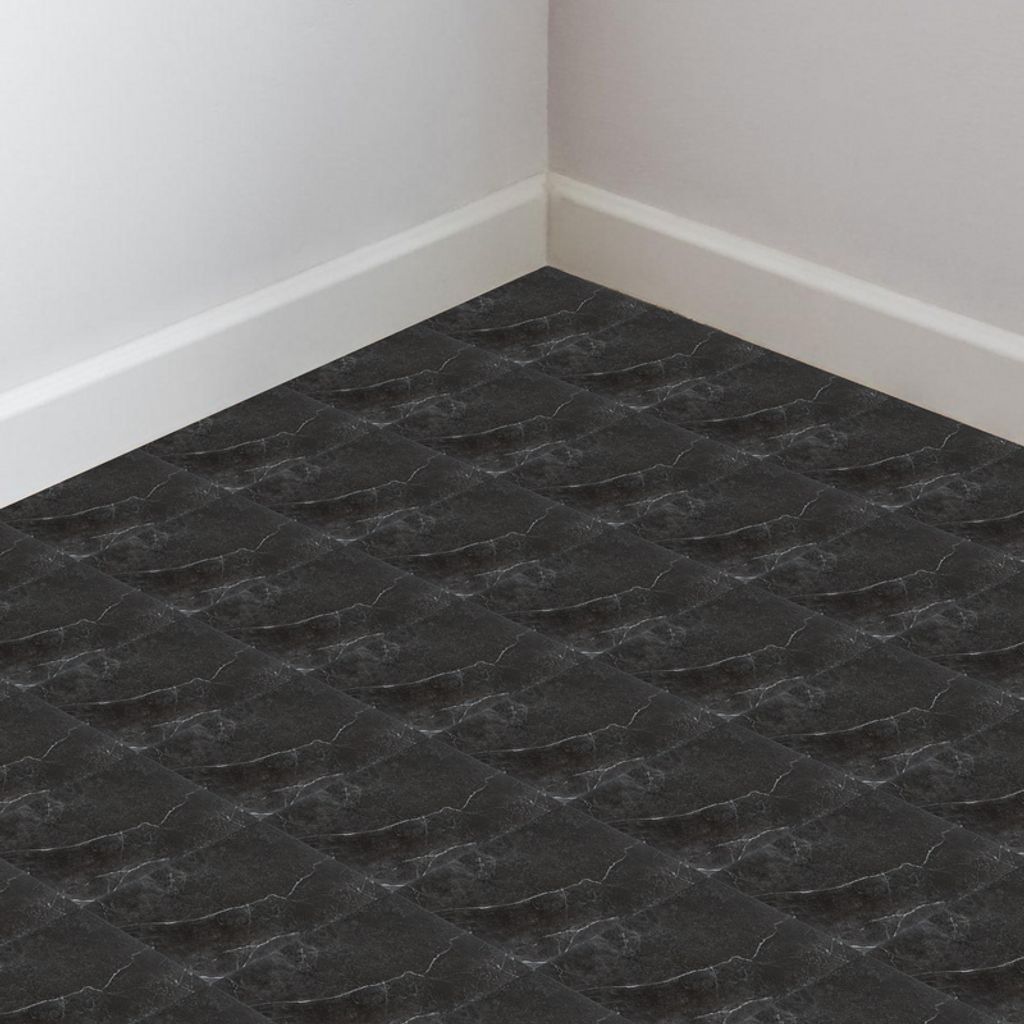 Fiqops 11x PVC-Fliesen Selbstklebend Vinylboden 1m² Vinyl Bodenbelag Schwarz