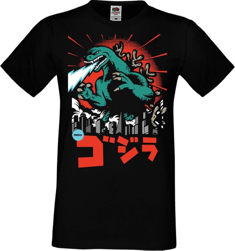 Herren T-Shirt Manga Anime Godzilla Godzilla, Man S / Schwarz