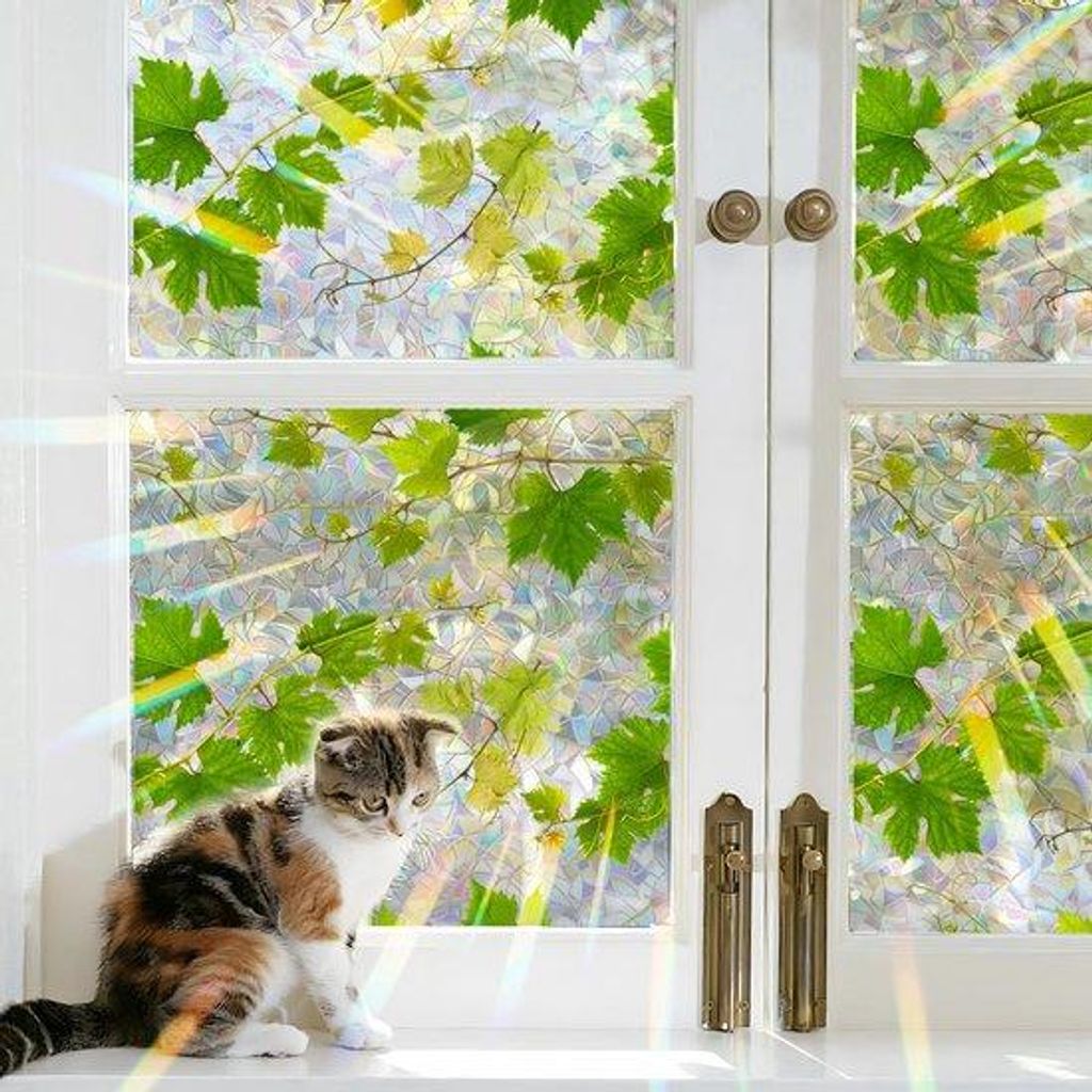 Statische Groene Wijnstok Raamfolie, 40x100cm, Kleurrijke Dubbelzijdige Glazen Deurdecoratie