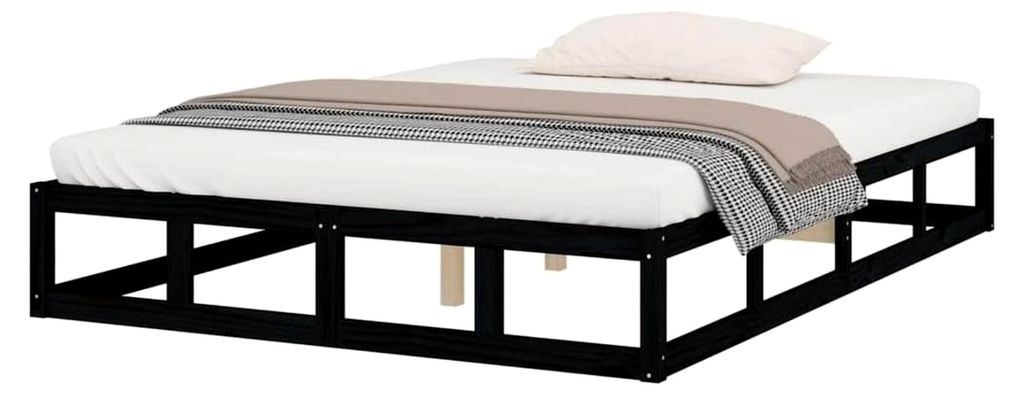 Bettgestell ohne Matratze schwarz 160x200 cm aus Massivholz