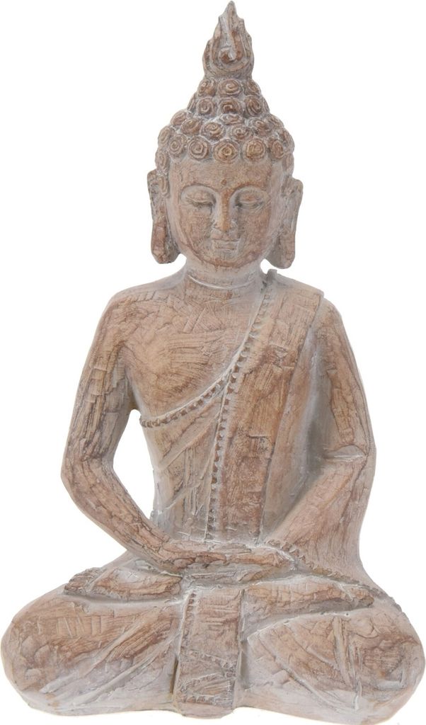 Buddha - H 23 cm - Braun - Kunststein
