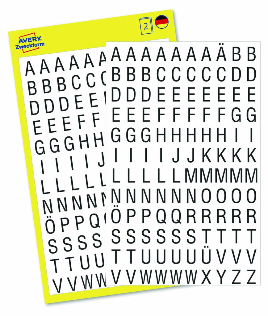 Avery Zweckform 3720, Buchstaben-Etiketten, Motivdruck: Produktbild 