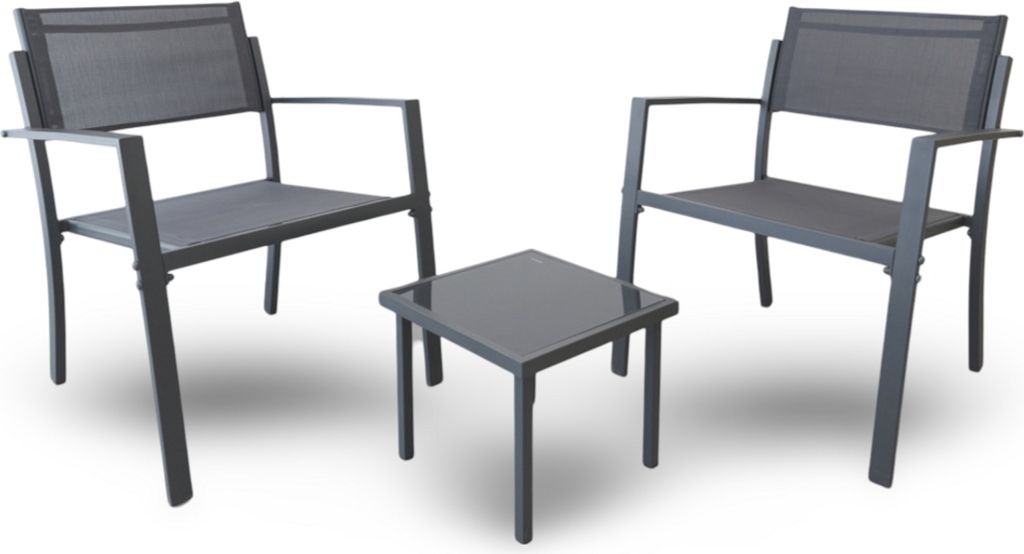 Balkonset 3-teilig Stühle und kleiner Glastisch Garten Terrasse Balkon Möbel Set neu