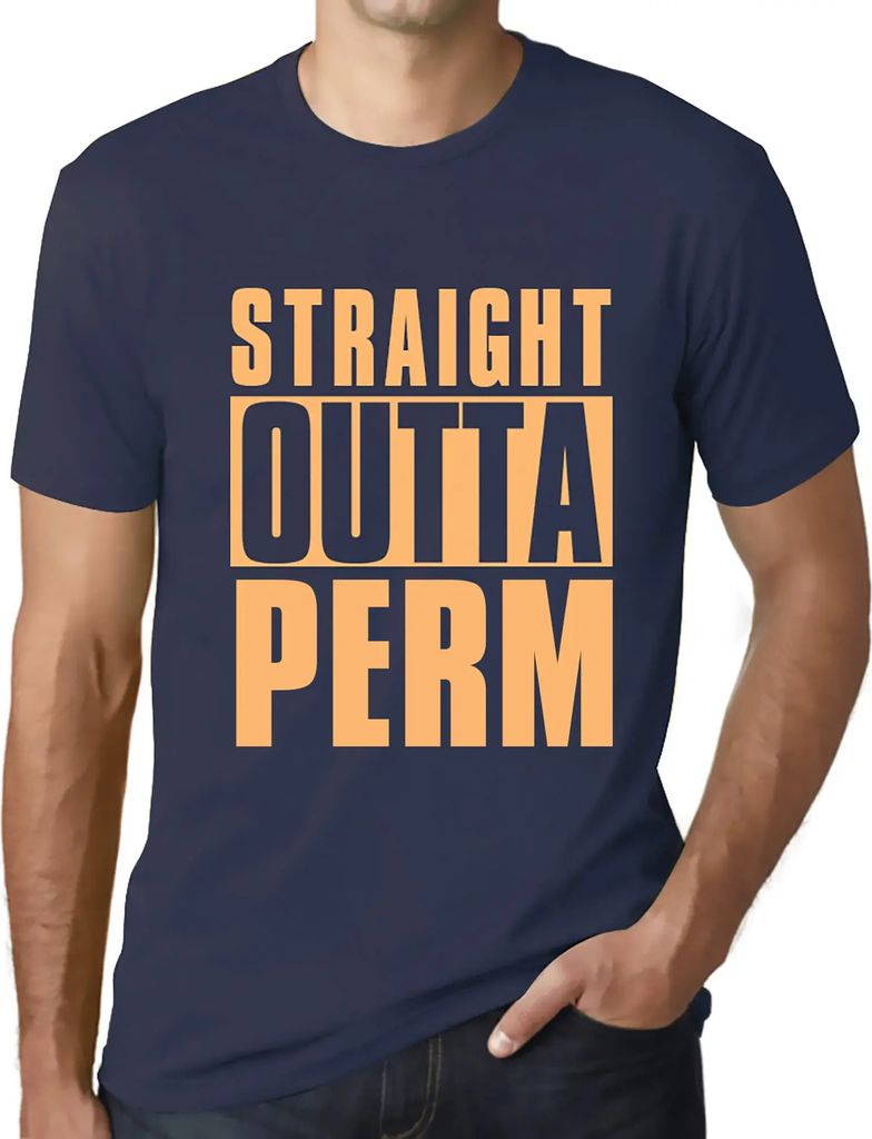 Herren Grafik T-Shirt Direkt aus der Dauerwelle – Straight Outta Perm – Öko-Verantwortlich Vintage Jahrgang Kurzarm Lustige Druck Geburtstag G...