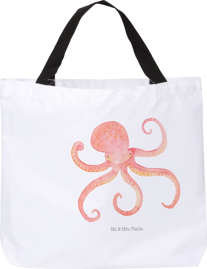 Mr. & Mrs. Panda Tote Bag Tintenfisch - Weiß - Geschenk, Ozean, Gute Laune, Meerestier, Meer, Tasche, Schultasche, Strandtasche, Laptoptasche, Rei...