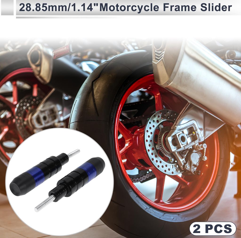 0.73" Motorrad Slider Rahmen Aluminiumlegierung Kunststoff Rad Verkleidung Schutz Crash Pad Schutzbügel 1.14" 4.65" Blau 2 Stück