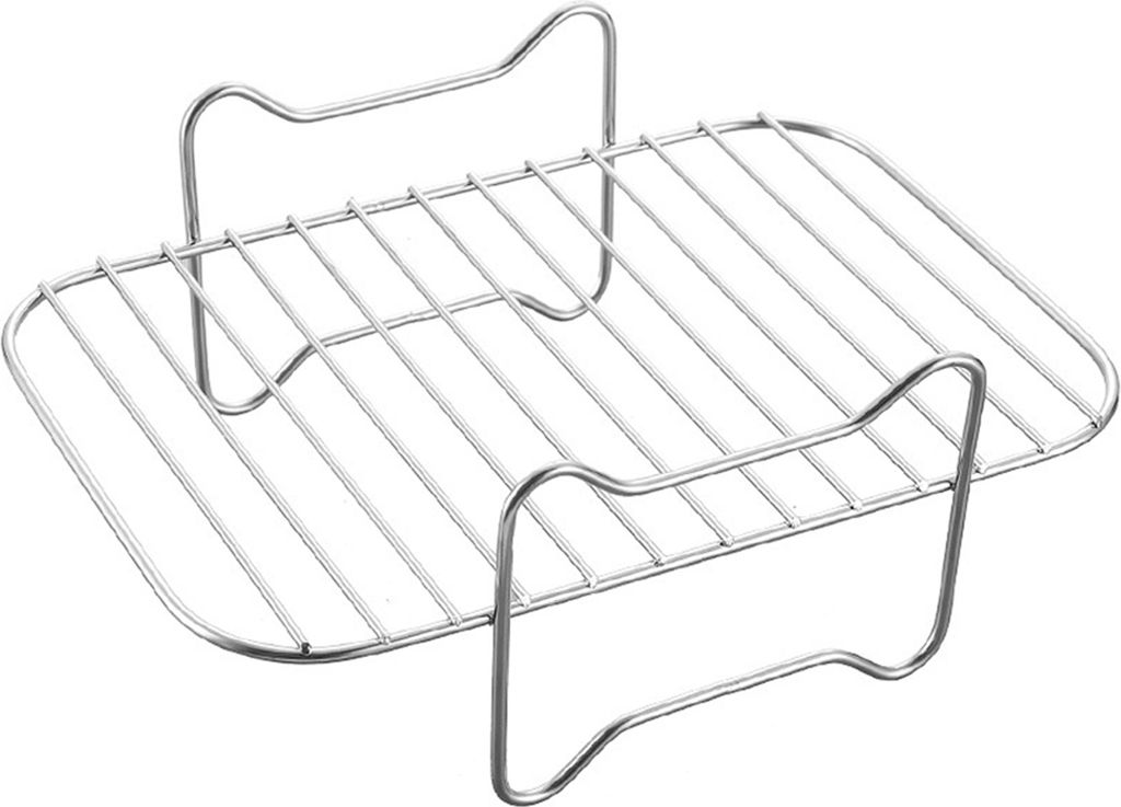 Bratenrost Antihaft-hitzebeständig rutschfest Grillrost Edelstahl poliert Fritteusenzubehör Dampfgarer Bratenständer Outdoor-Versorgung