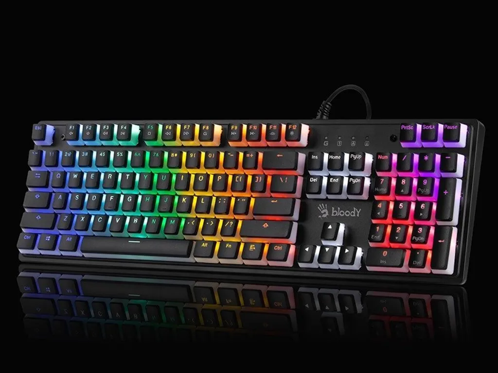 Clavier de jeu rétroéclairé Bloody S510R touches Pudding Bleu - 4